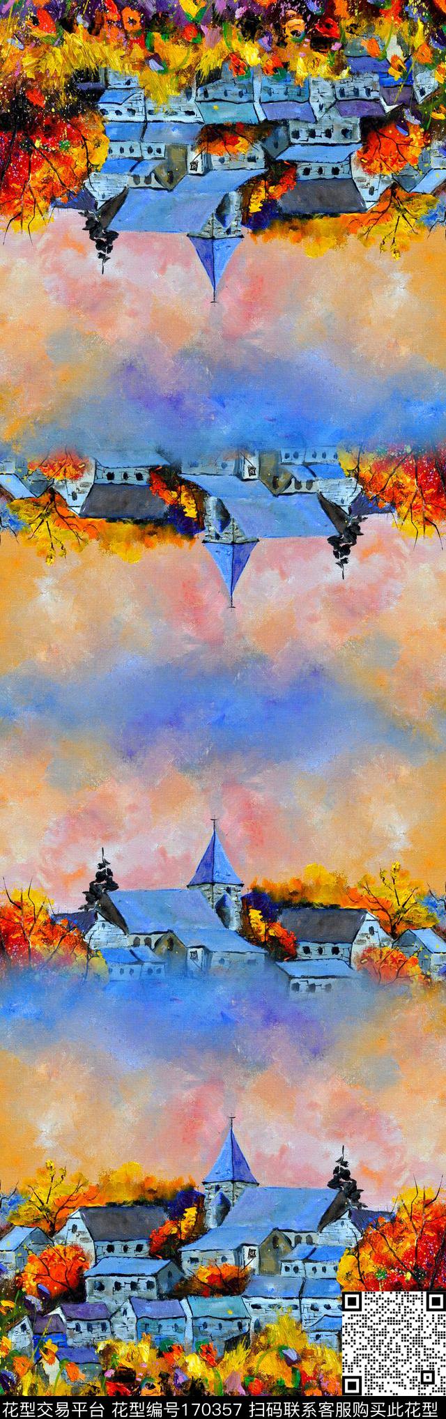 长巾花朵花卉数码印花华亿平台下载（图片编号: 170357） - 瓦栏（Walan）