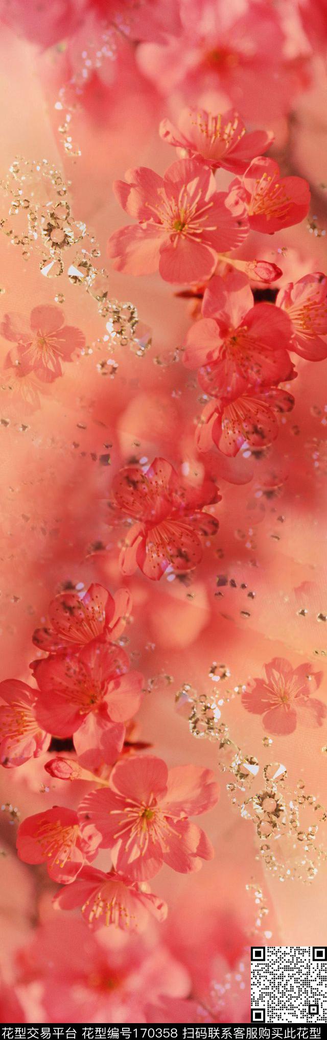 花卉梅花红梅数码印花华亿平台下载（图片编号: 170358） - 瓦栏（Walan）