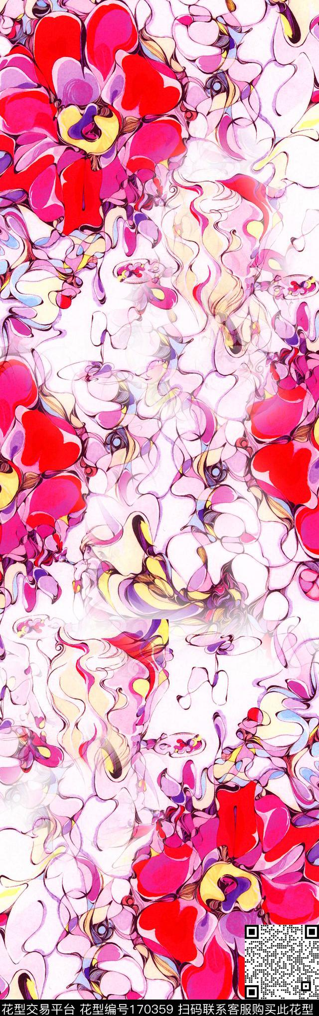 花卉长巾数码印花华亿平台下载（图片编号: 170359） - 瓦栏（Walan）