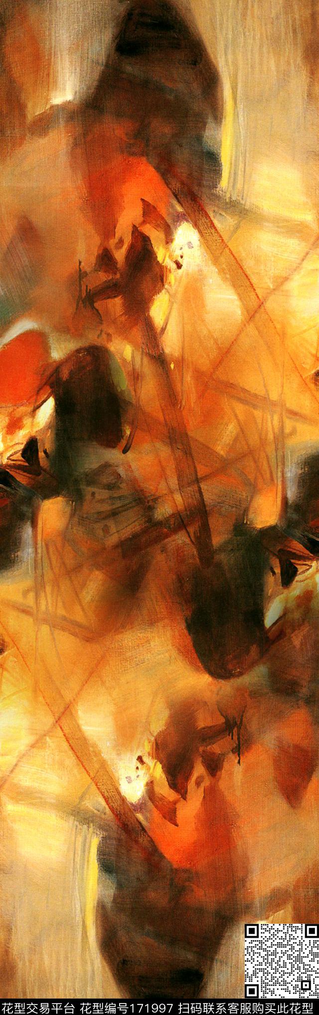 水墨玫瑰水彩数码印花华亿平台下载（图片编号: 171997） - 瓦栏（Walan）