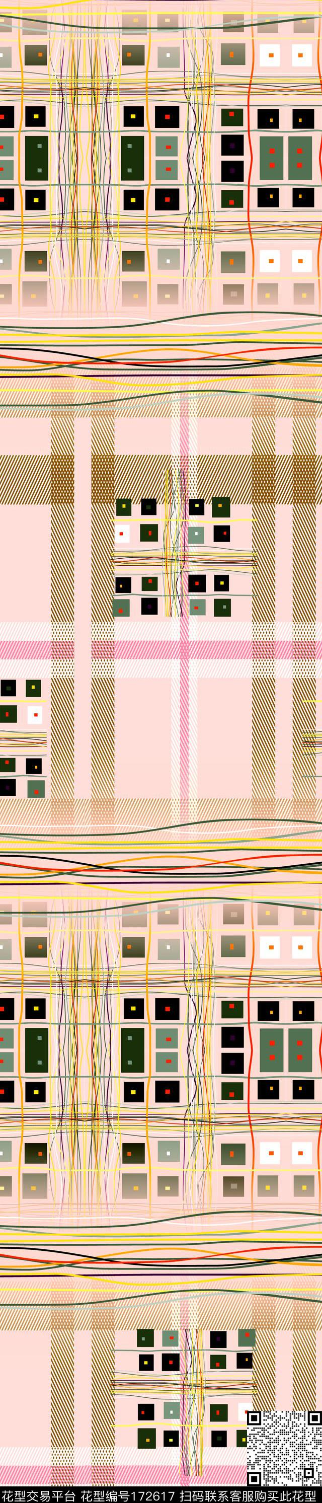 抽象条纹格子传统印花华亿平台下载（图片编号: 172617） - 瓦栏（Walan）