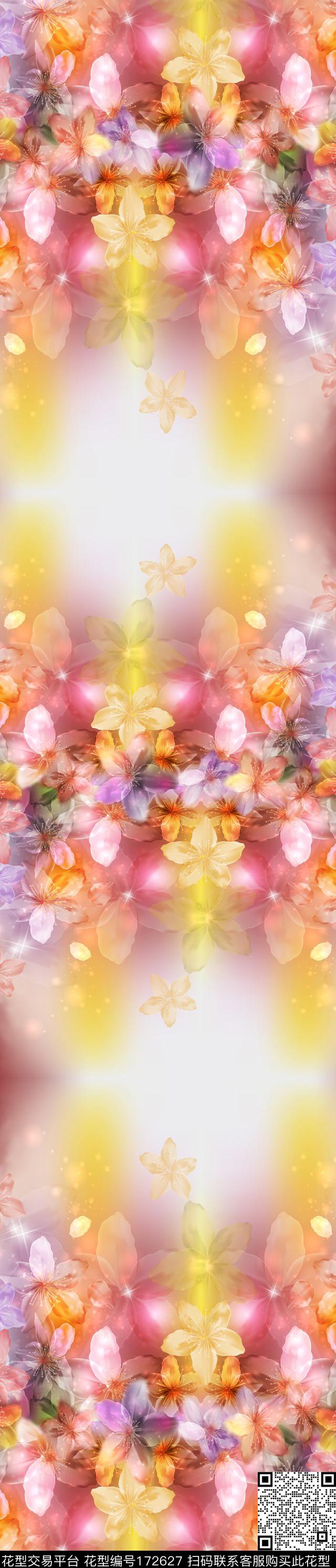 柔和色彩暖色调花卉数码印花华亿平台下载（图片编号: 172627） - 瓦栏（Walan）
