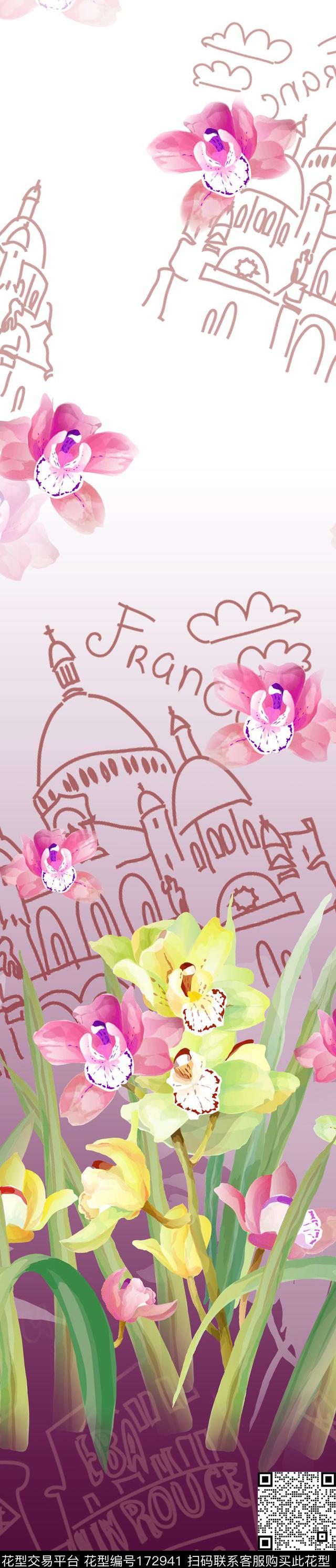 家纺紫色素雅传统印花华亿平台下载（图片编号: 172941） - 瓦栏（Walan）