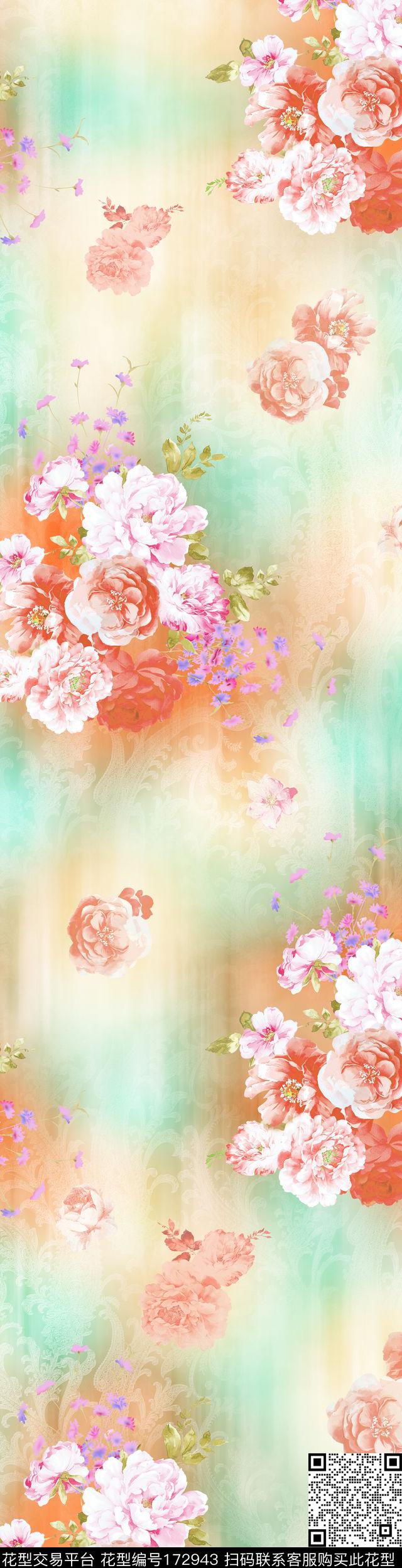 朦胧花卉家纺传统印花华亿平台下载（图片编号: 172943） - 瓦栏（Walan）
