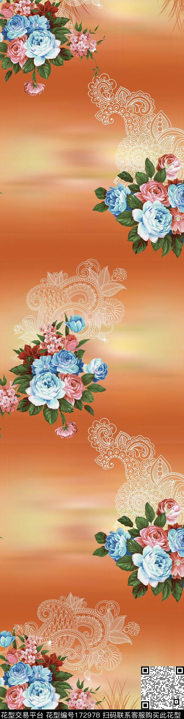 花卉花纹纹样传统印花华亿平台下载（图片编号: 172978） - 瓦栏（Walan）