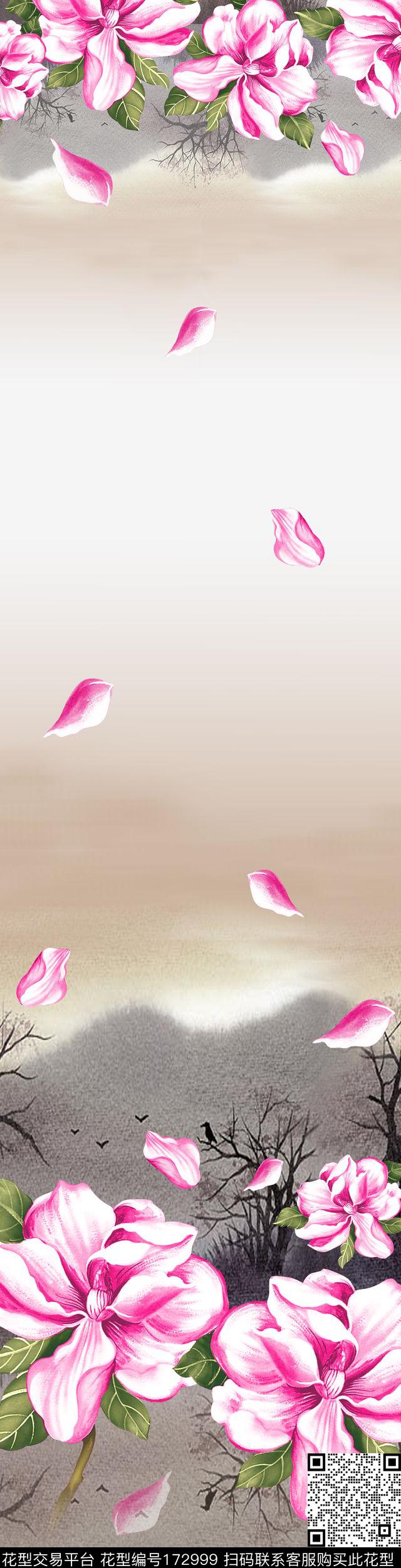 花卉花手绘花卉传统印花华亿平台下载（图片编号: 172999） - 瓦栏（Walan）