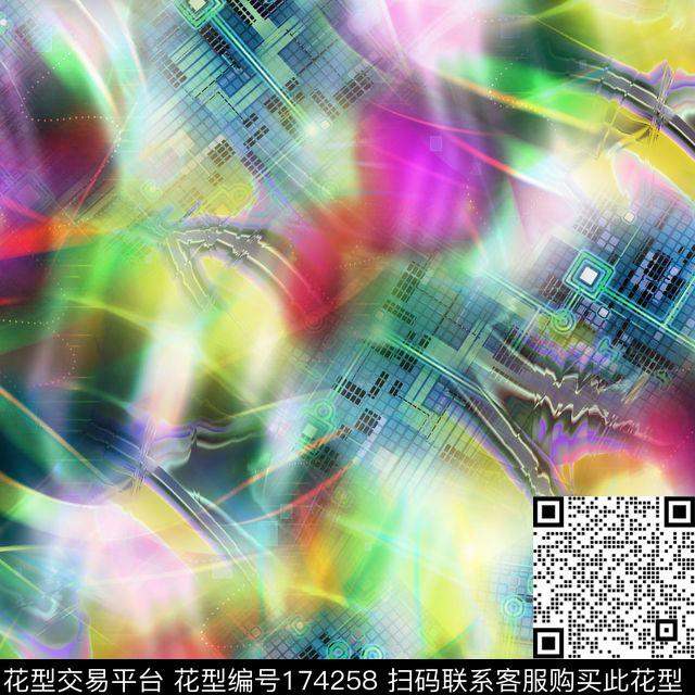 抽象肌理极光数码印花华亿平台下载（图片编号: 174258） - 瓦栏（Walan）