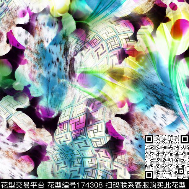 花朵光环柔美数码印花华亿平台下载（图片编号: 174308） - 瓦栏（Walan）