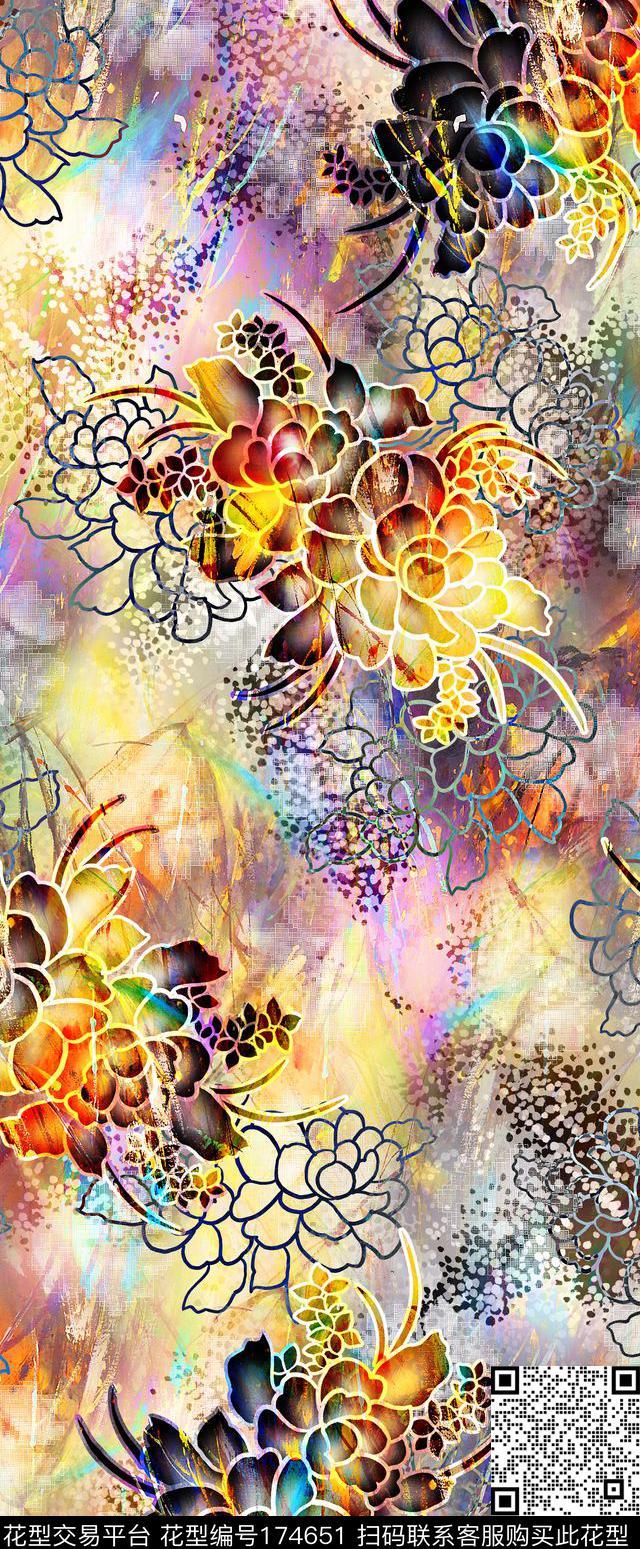 花卉肌理闪烁数码印花华亿平台下载（图片编号: 174651） - 瓦栏（Walan）