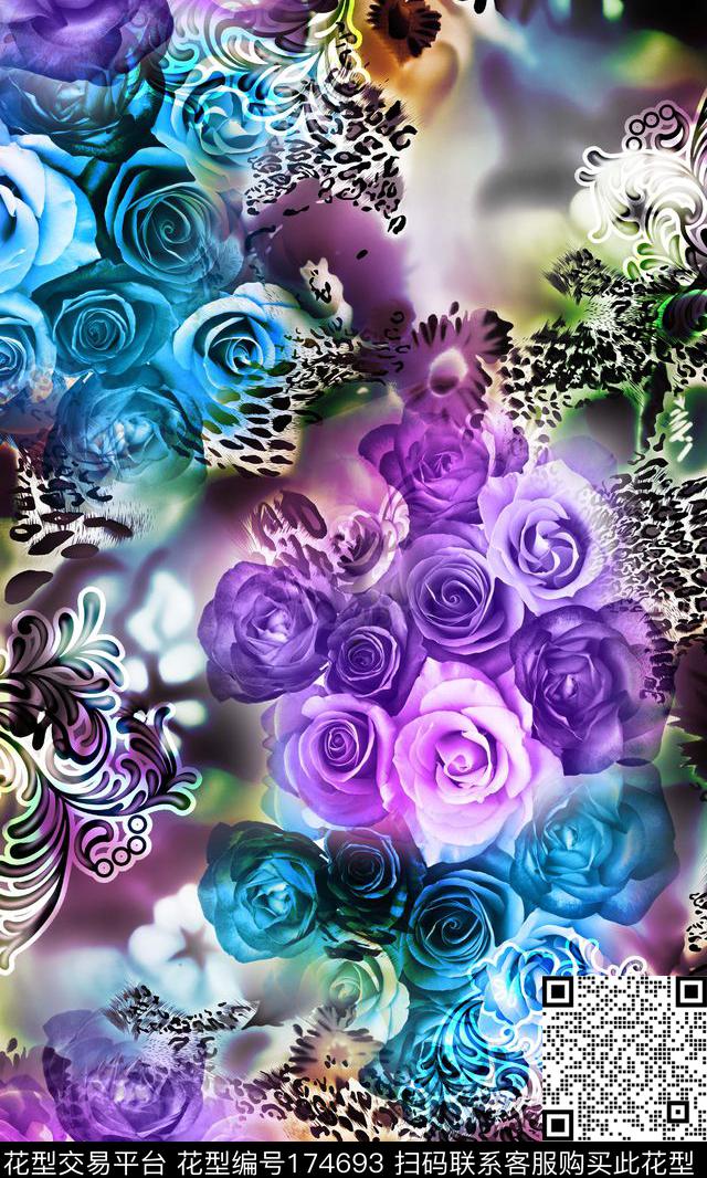 花爆款散花数码印花华亿平台下载（图片编号: 174693） - 瓦栏（Walan）