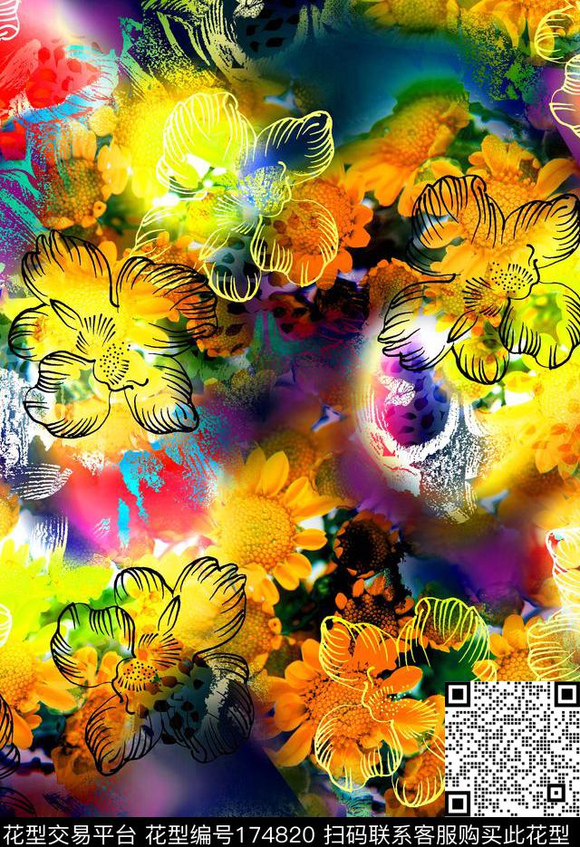 花卉数码印花花哨数码印花华亿平台下载（图片编号: 174820） - 瓦栏（Walan）