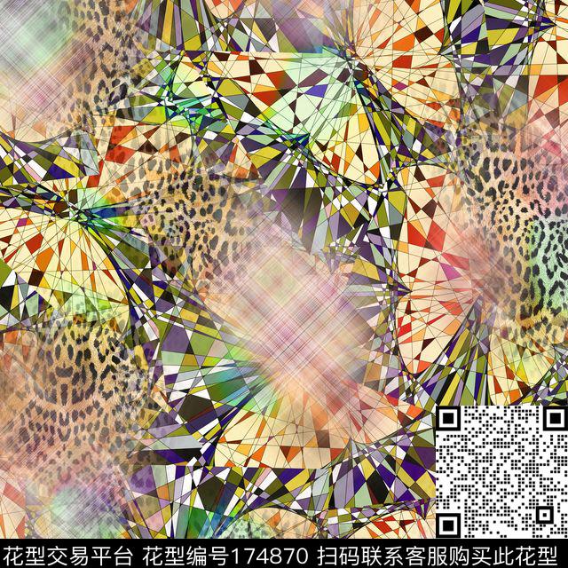 蝴蝶橙色格子数码印花华亿平台下载（图片编号: 174870） - 瓦栏（Walan）