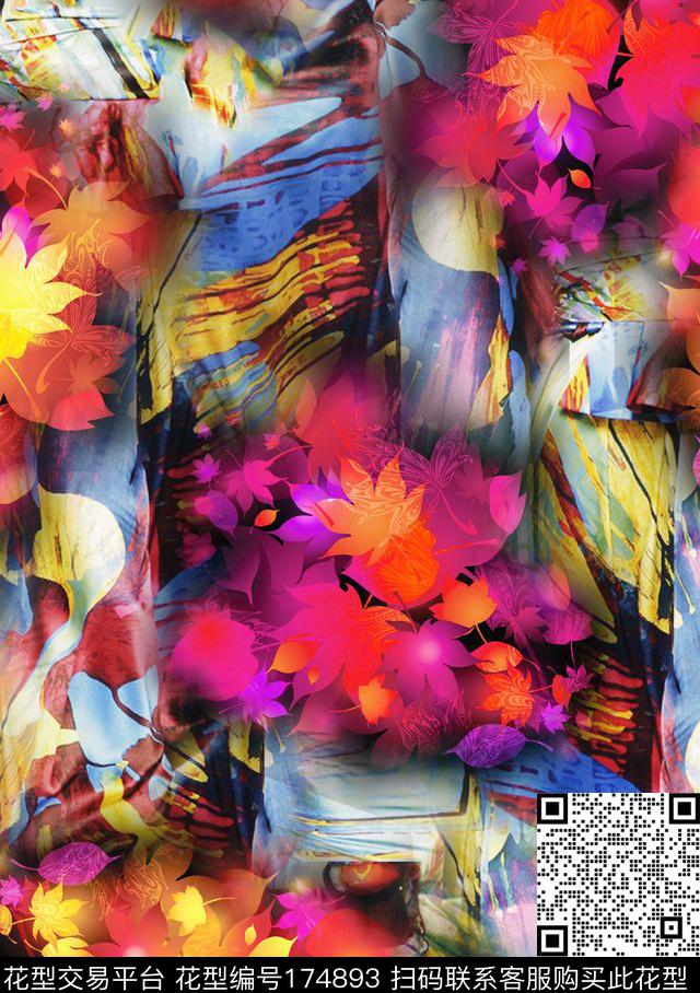 多彩花爆款散花数码印花华亿平台下载（图片编号: 174893） - 瓦栏（Walan）