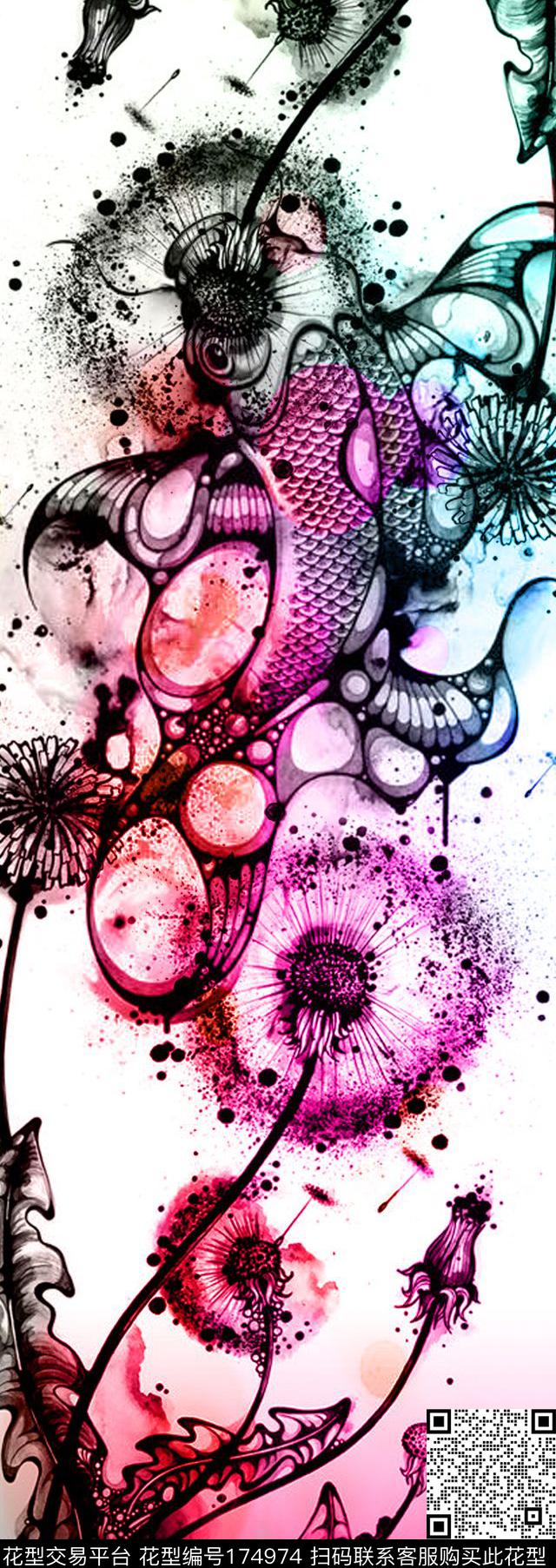 水墨数码印花华亿平台下载（图片编号: 174974） - 瓦栏（Walan）