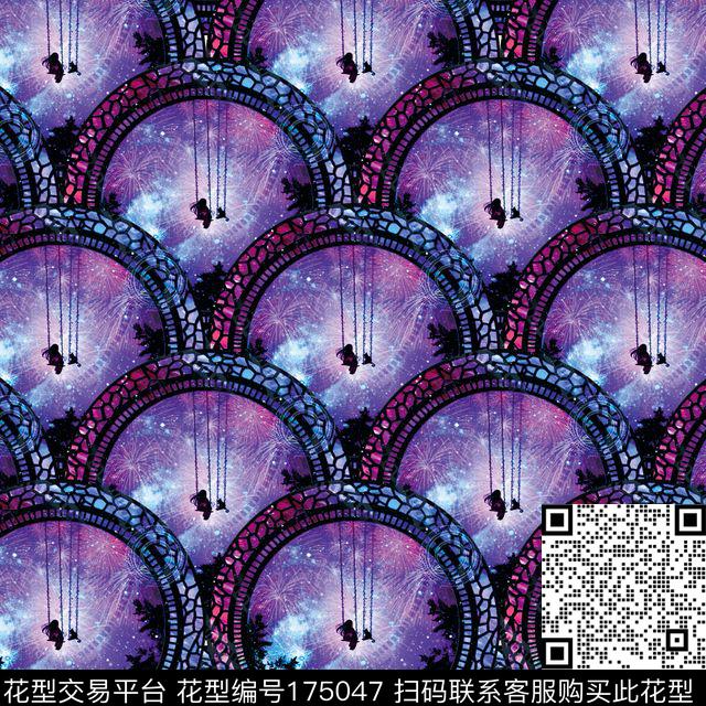 抽象星空几何数码印花华亿平台下载（图片编号: 175047） - 瓦栏（Walan）