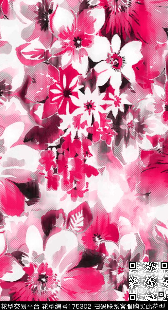 服装红色粉红色数码印花华亿平台下载（图片编号: 175302） - 瓦栏（Walan）