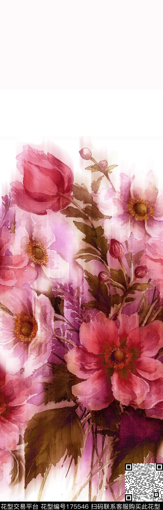 大花花朵花卉数码印花华亿平台下载（图片编号: 175546） - 瓦栏（Walan）