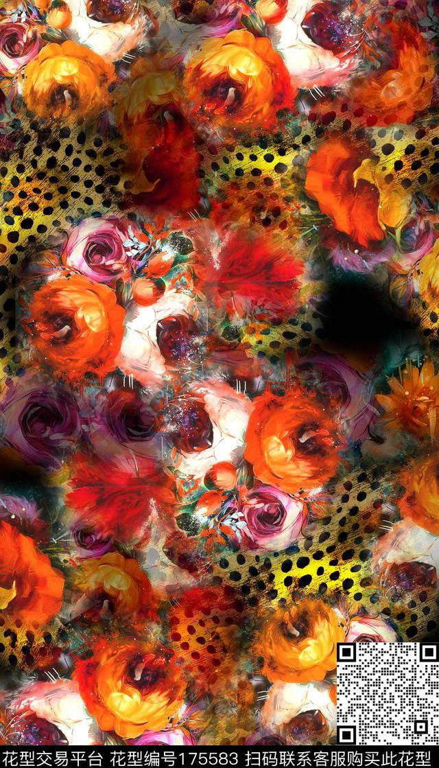 虎纹动物纹花朵数码印花华亿平台下载（图片编号: 175583） - 瓦栏（Walan）