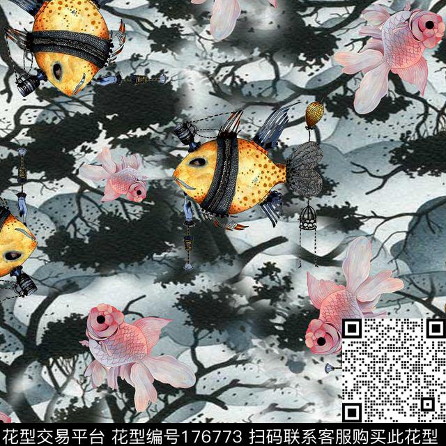 鱼动物植物数码印花华亿平台下载（图片编号: 176773） - 瓦栏（Walan）