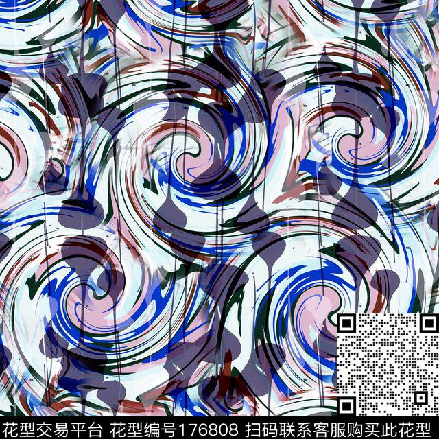 线描波浪数码数码印花华亿平台下载（图片编号: 176808） - 瓦栏（Walan）