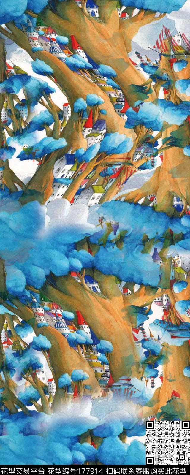 水彩插画卡通数码印花华亿平台下载（图片编号: 177914） - 瓦栏（Walan）