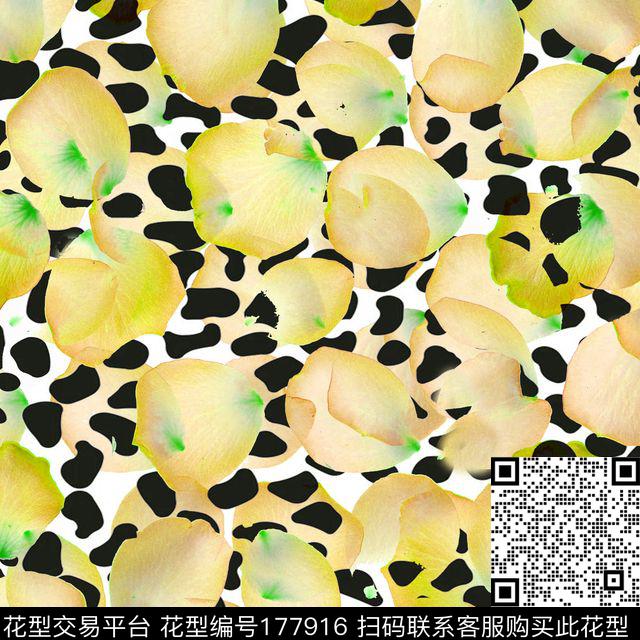 黄色玫瑰花瓣数码印花华亿平台下载（图片编号: 177916） - 瓦栏（Walan）