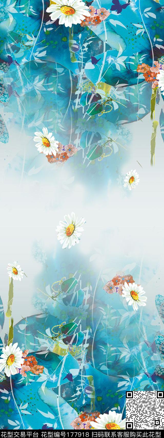 定位花对称花卉窗帘数码印花华亿平台下载（图片编号: 177918） - 瓦栏（Walan）