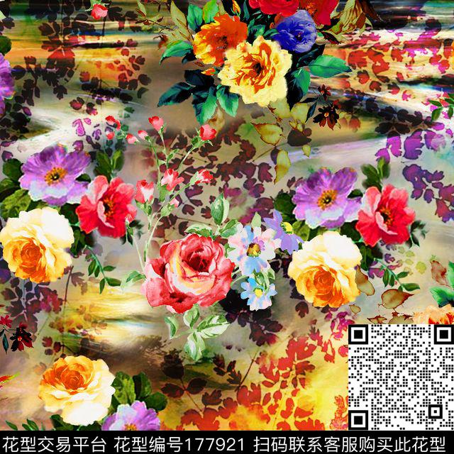 抽象肌理背景手绘花卉小花数码印花华亿平台下载（图片编号: 177921） - 瓦栏（Walan）
