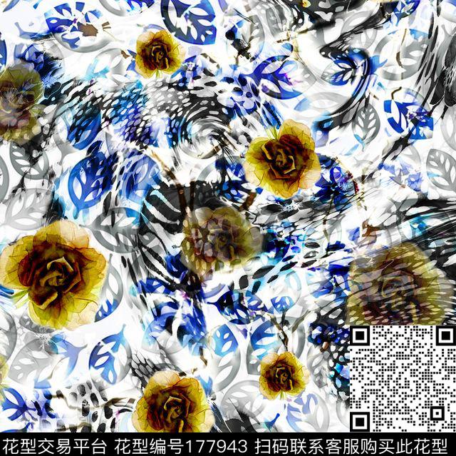 花卉叶子肌理数码印花华亿平台下载（图片编号: 177943） - 瓦栏（Walan）