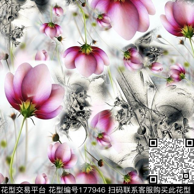 花花瓣花朵数码印花华亿平台下载（图片编号: 177946） - 瓦栏（Walan）