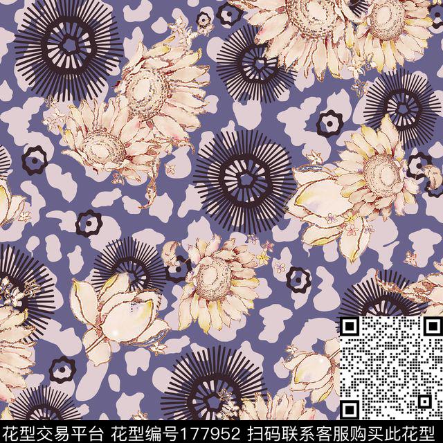 手绘花卉古朴典雅淡雅数码印花华亿平台下载（图片编号: 177952） - 瓦栏（Walan）