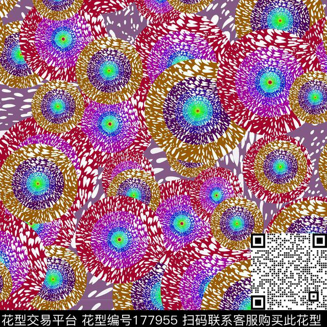 抽象花卉数码印花华亿平台下载（图片编号: 177955） - 瓦栏（Walan）