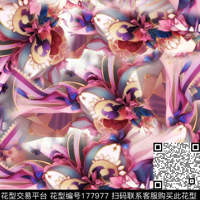 水彩手绘抽象数码印花华亿平台下载（图片编号: 177977） - 瓦栏（Walan）