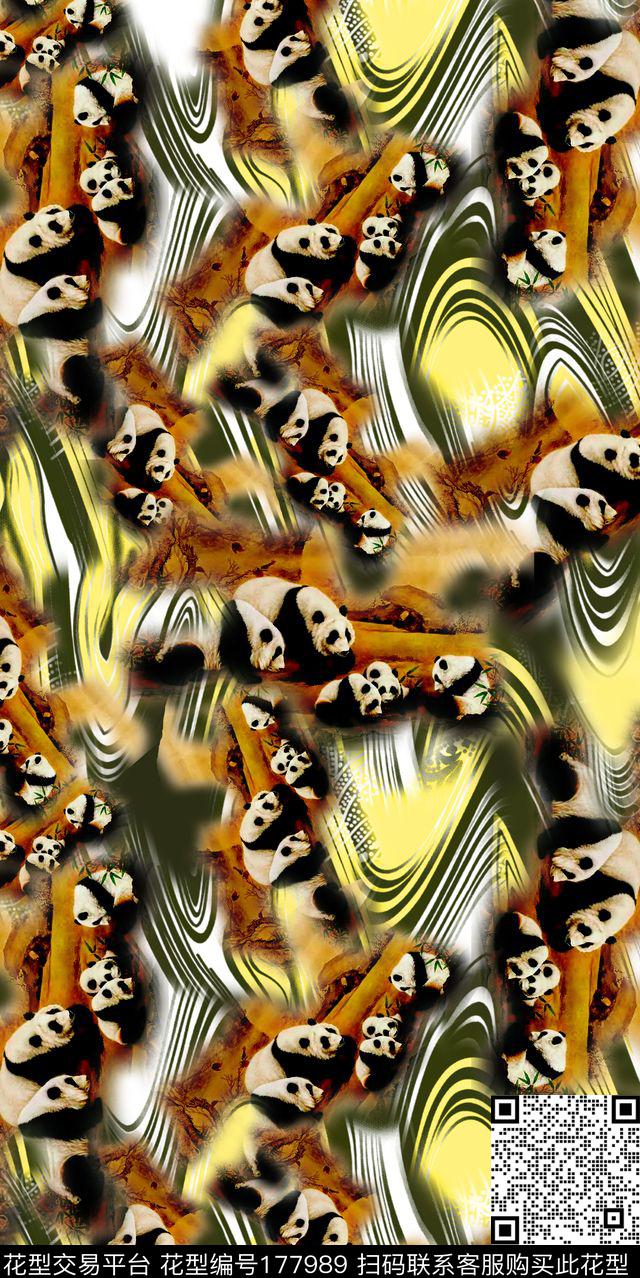 熊猫动物儿童数码印花华亿平台下载（图片编号: 177989） - 瓦栏（Walan）