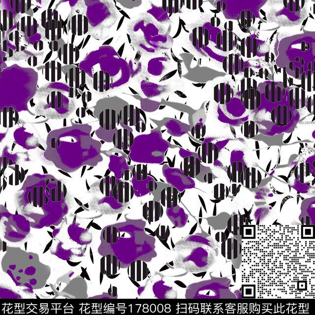 抽象花卉肌理条纹传统印花华亿平台下载（图片编号: 178008） - 瓦栏（Walan）