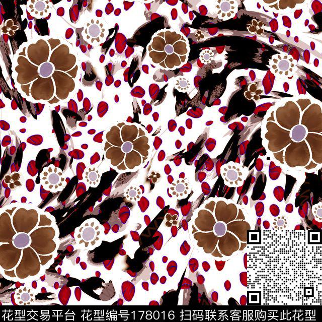 花朵暗色暗色调数码印花华亿平台下载（图片编号: 178016） - 瓦栏（Walan）