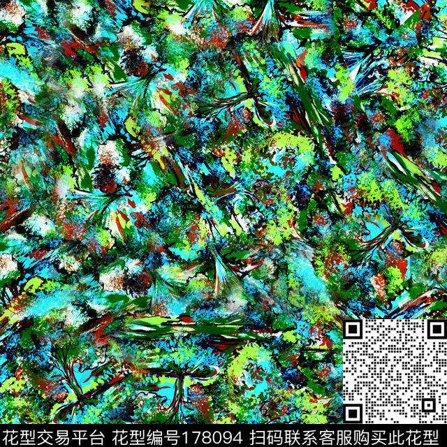 水彩手绘景观植物数码印花华亿平台下载（图片编号: 178094） - 瓦栏（Walan）