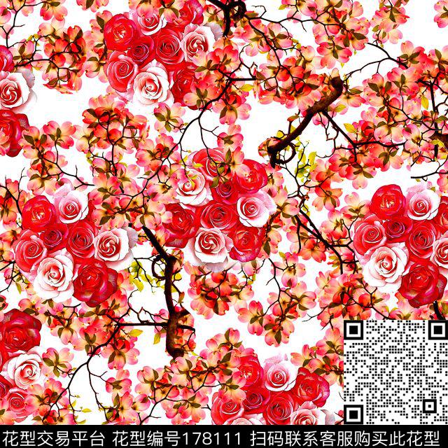 花卉数码印花华亿平台下载（图片编号: 178111） - 瓦栏（Walan）
