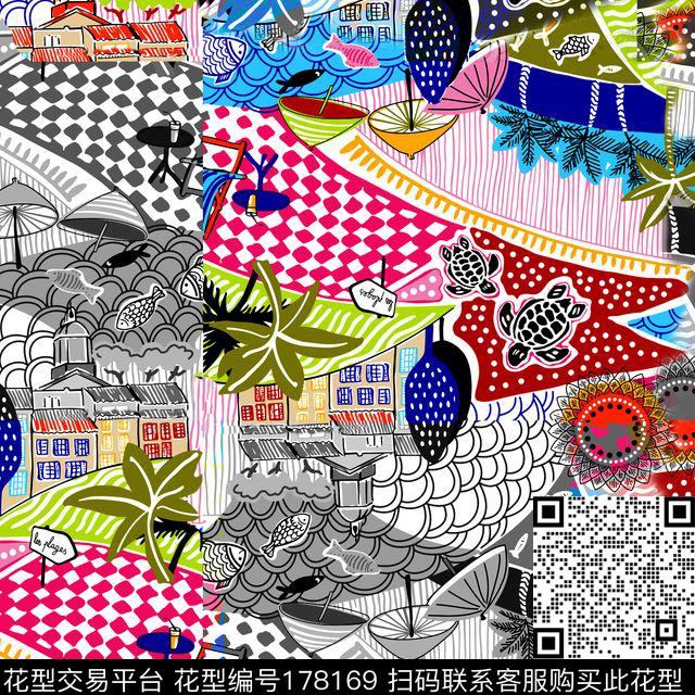 拼贴现代拼接数码印花华亿平台下载（图片编号: 178169） - 瓦栏（Walan）