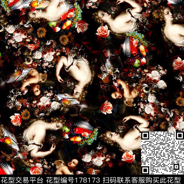 油画风格人物女人数码印花华亿平台下载（图片编号: 178173） - 瓦栏（Walan）