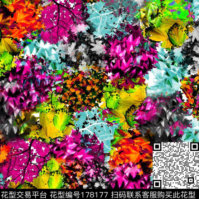 树叶数码印花华亿平台下载（图片编号: 178177） - 瓦栏（Walan）