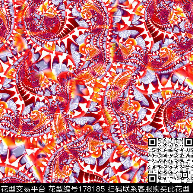 风行几何抽象数码印花华亿平台下载（图片编号: 178185） - 瓦栏（Walan）