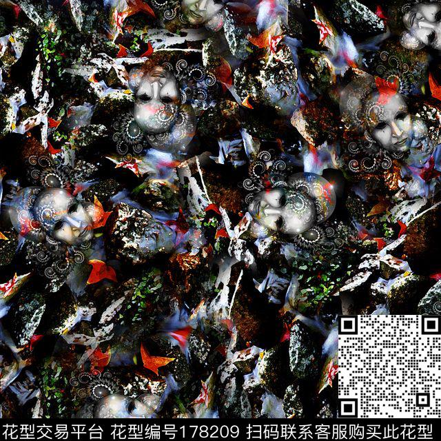 华丽肌理人物数码印花华亿平台下载（图片编号: 178209） - 瓦栏（Walan）