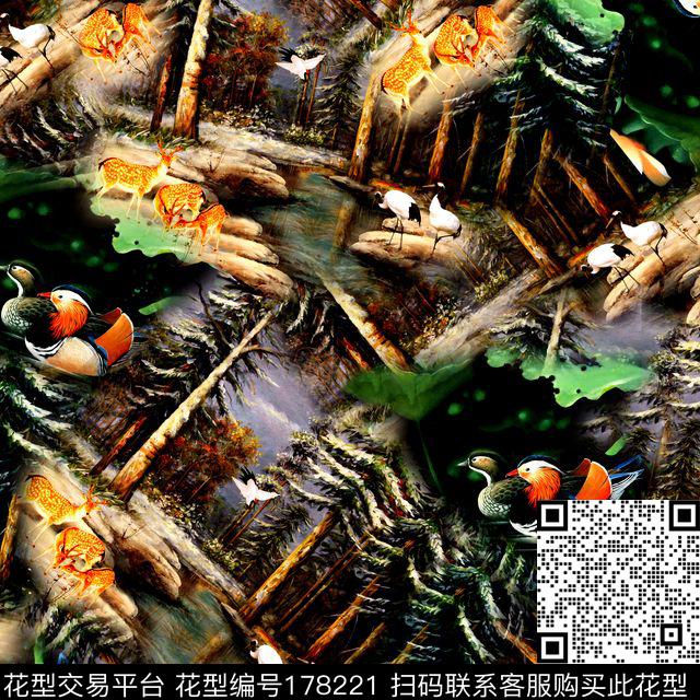 风景景观丛林动物数码印花华亿平台下载（图片编号: 178221） - 瓦栏（Walan）