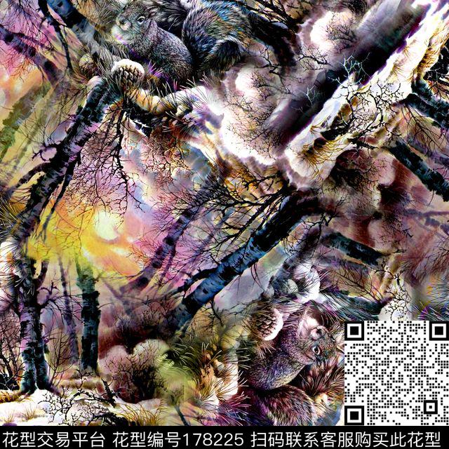 树夕阳黄昏数码印花华亿平台下载（图片编号: 178225） - 瓦栏（Walan）