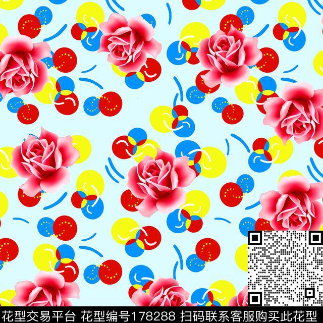 花卉传统数码印花华亿平台下载（图片编号: 178288） - 瓦栏（Walan）