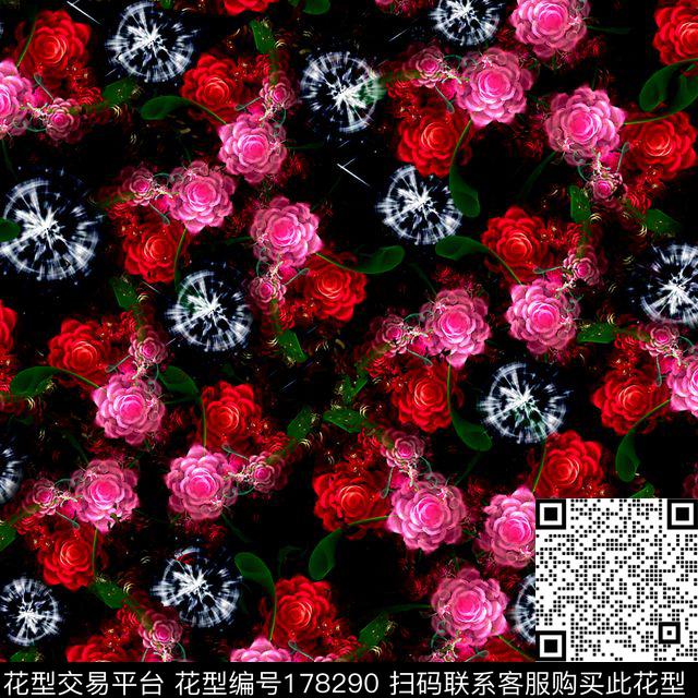 珠宝花卉组合数码印花华亿平台下载（图片编号: 178290） - 瓦栏（Walan）