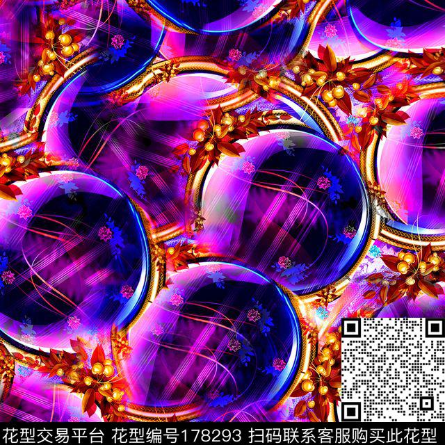 玻璃质感圆圈未来科技感数码印花华亿平台下载（图片编号: 178293） - 瓦栏（Walan）