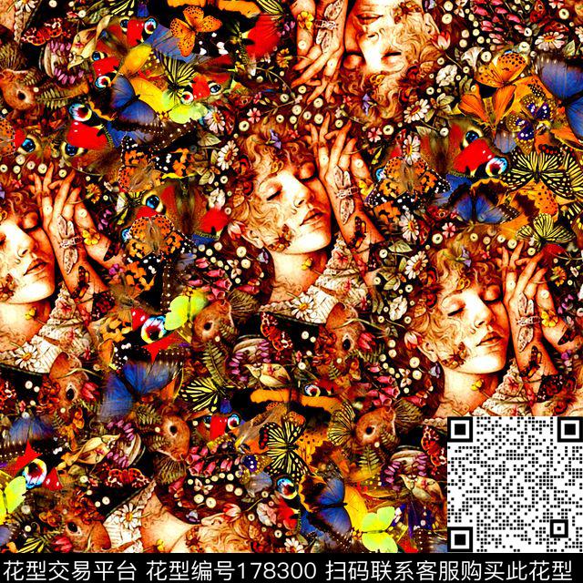 复古欧洲风情人物数码印花华亿平台下载（图片编号: 178300） - 瓦栏（Walan）