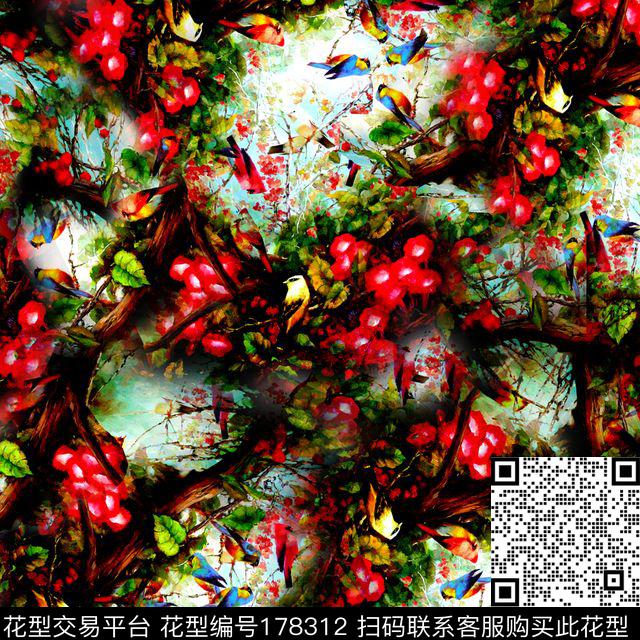 绚丽手绘油画风数码印花华亿平台下载（图片编号: 178312） - 瓦栏（Walan）